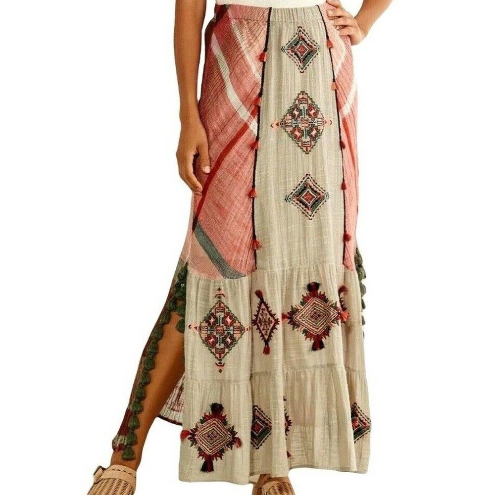 Soft Surroundings Arcadia Maxi Skirt Cowgirl Western Hippie Fairy Boho 35 Waist